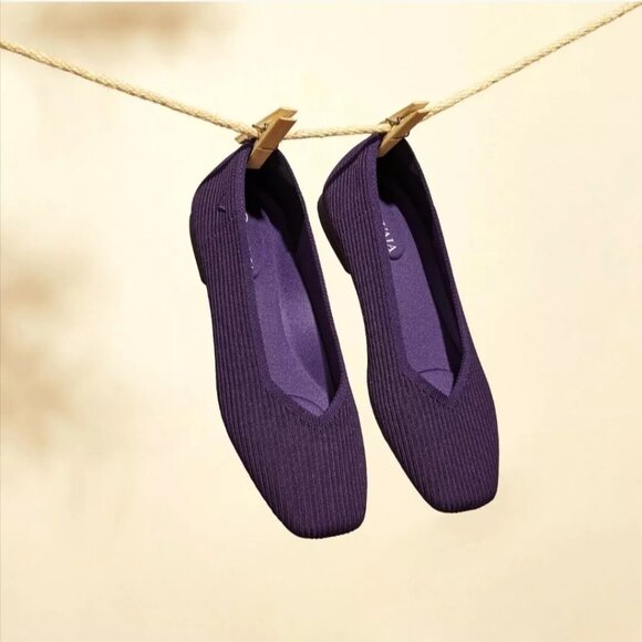 ViVAIA Shoes - VIVAIA Women's Square-Toe V-Cut Flats (Margot 2.0) Eggplant Size EUR 39 US 8